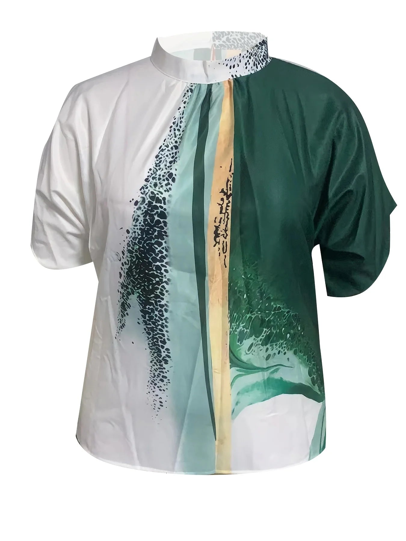 Plus Size Casual Print Women's Blouse O Neck Half Sleeve Loose Shirt 2024 Summer Woman Tops Fashion Blouses Streetwear