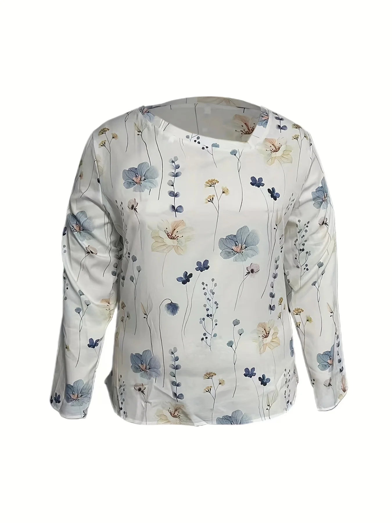 Plus Size Women's Tops Women's Fashion Casual Three Quarter Sleeve Print Asymmetrical Neck Pullover Top Blouse