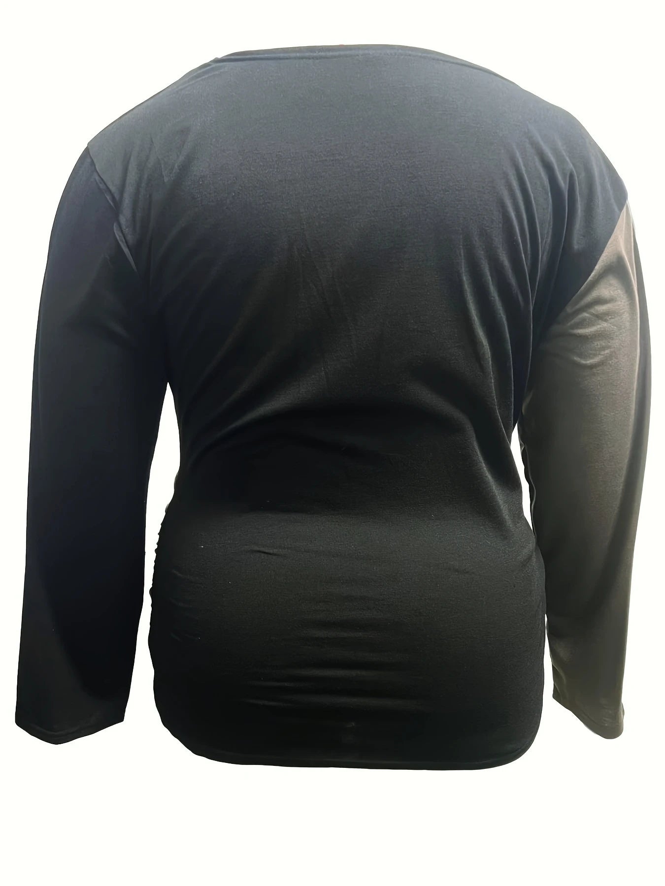 Plus Size Women's Spring and Autumn Blouse Slim Waist Pleated V-neck Fashion Temperament Long Sleeve Tops